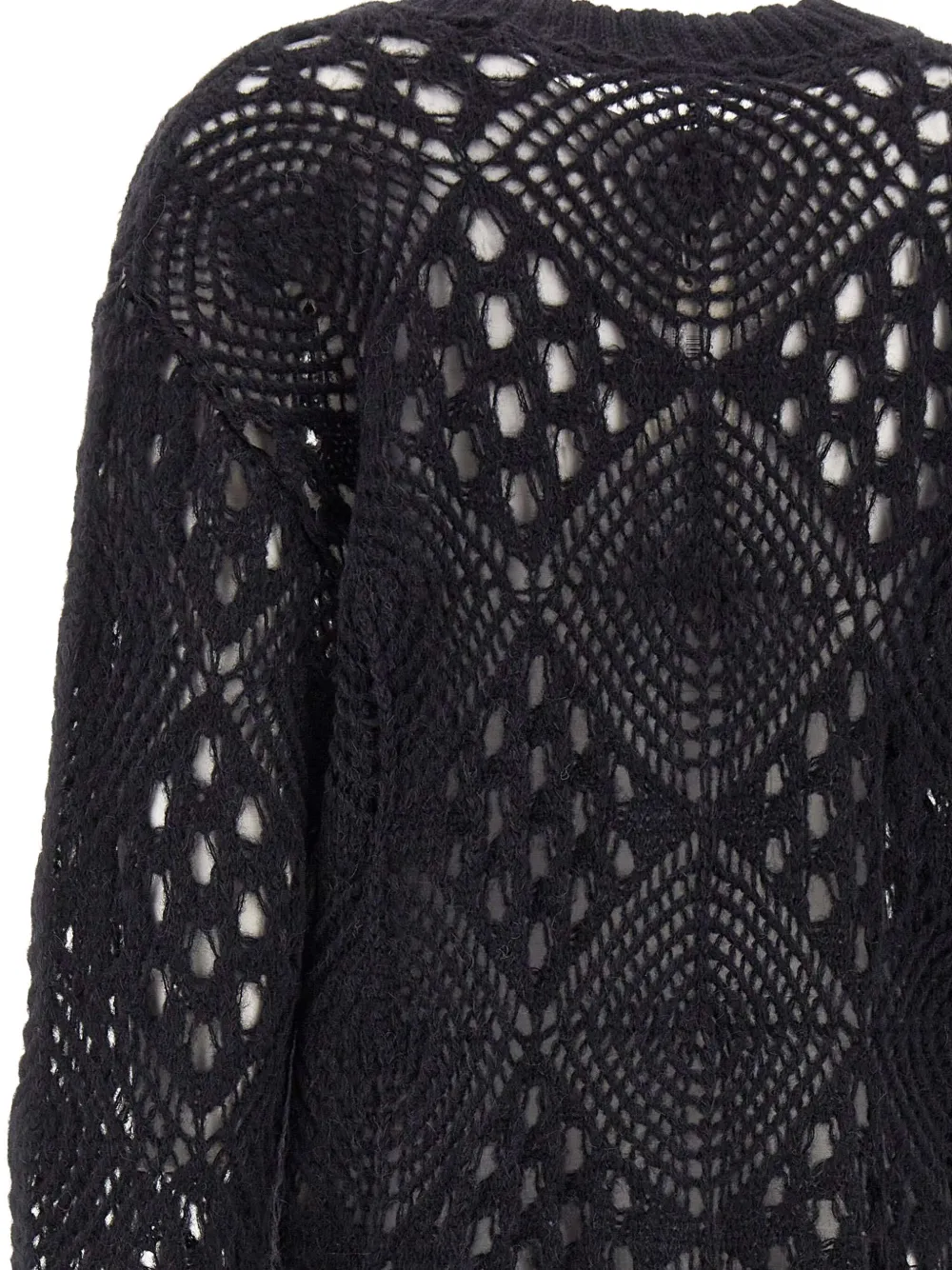 Maurizio Mykonos Open-knit Crew-neck Sweater In Black