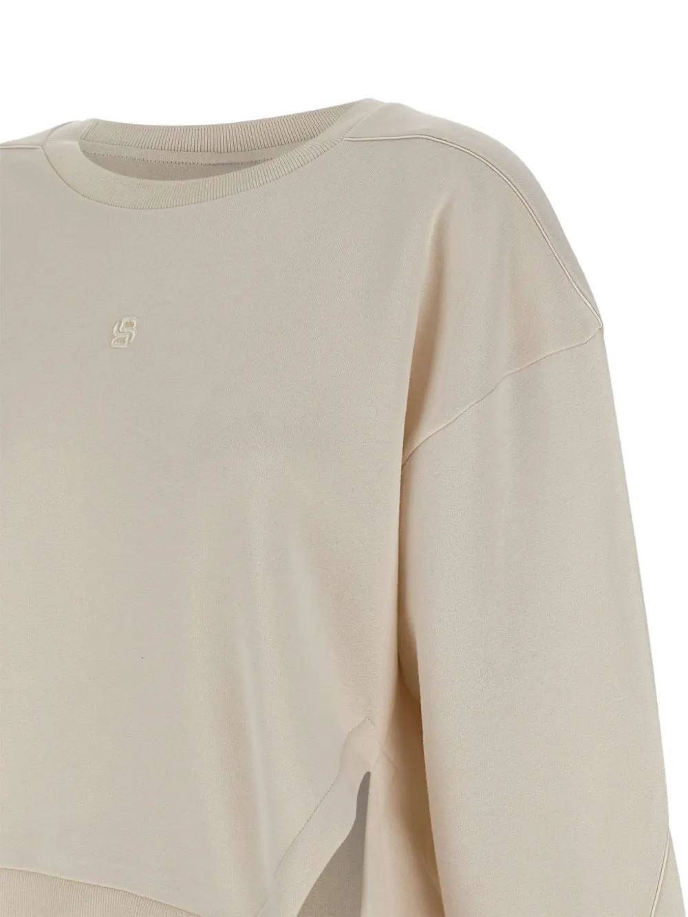 BOSS Sweater met ronde hals en strikdetail Beige