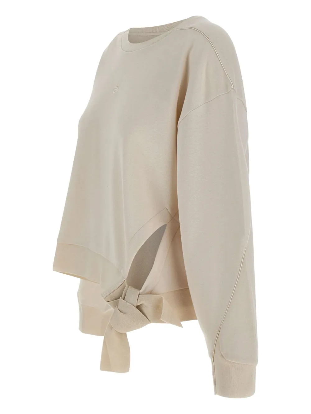 BOSS Sweater met ronde hals en strikdetail Beige