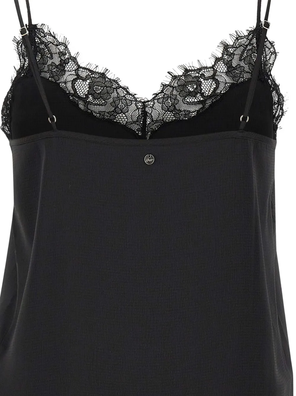 Hugo Boss Lace-trimmed Top In Black
