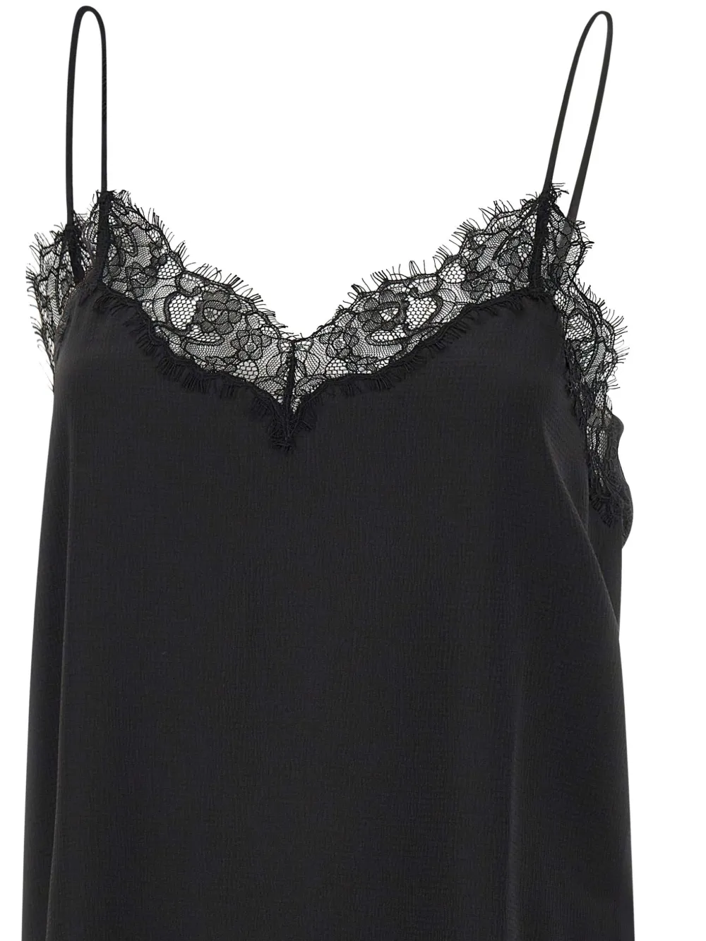 Hugo Boss Lace-trimmed Top In Black