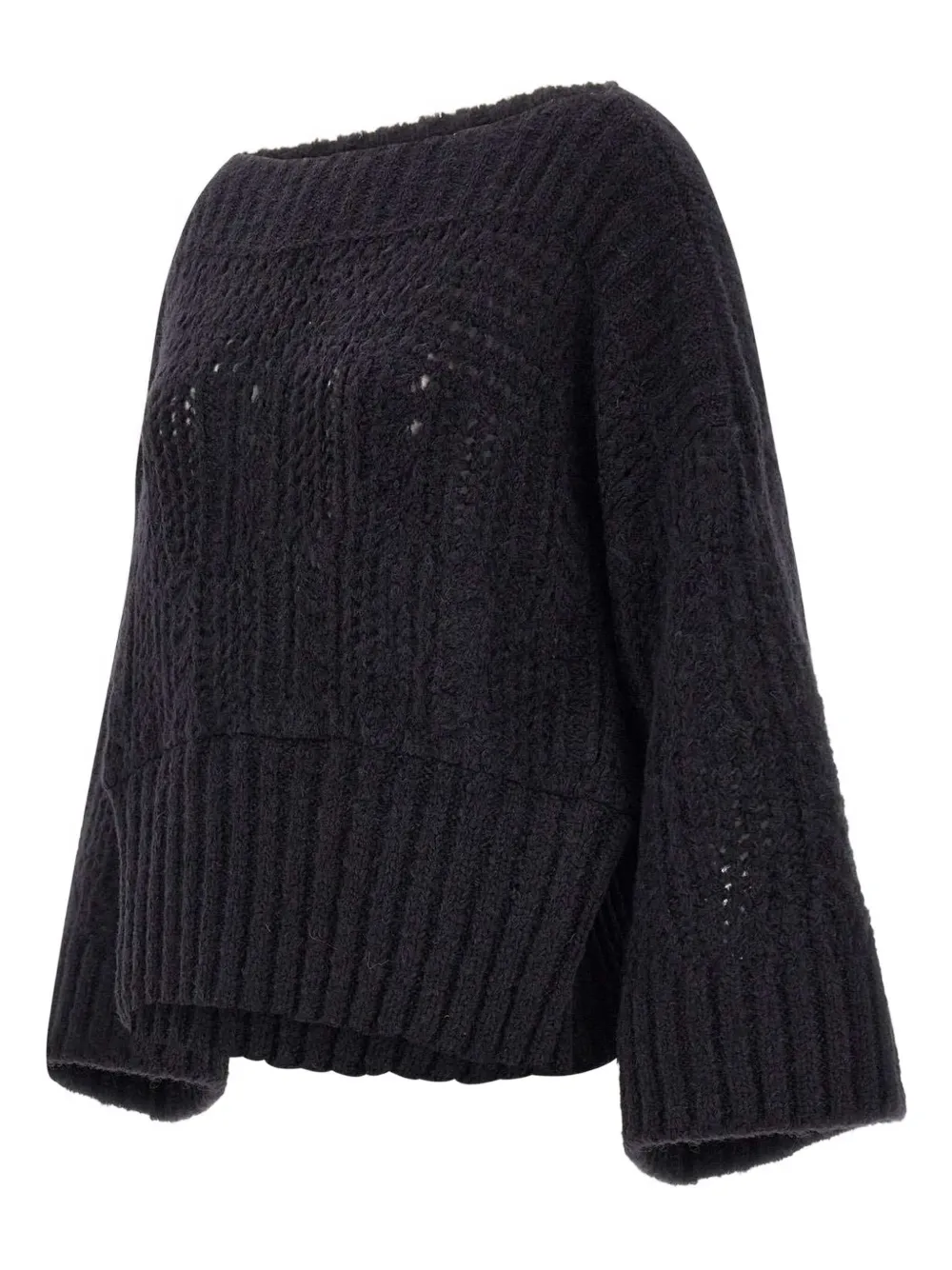 Maurizio Mykonos Textured Boat-neck Sweater In Black