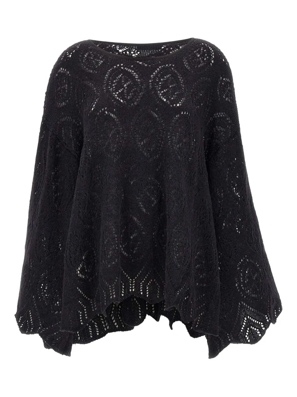 Maurizio Mykonos Open-knit Wide-sleeve Sweater In Black