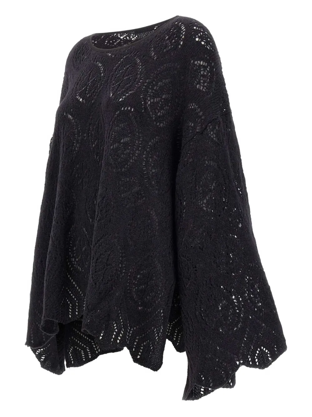 Maurizio Mykonos Open-knit Wide-sleeve Sweater In Black