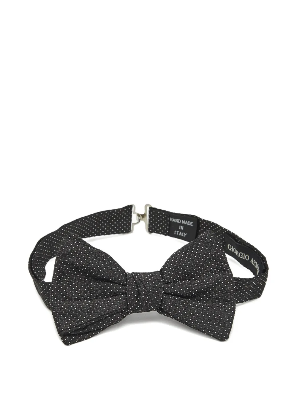 Pre-owned Giorgio Armani Dotted Silk Bow Tie In Black