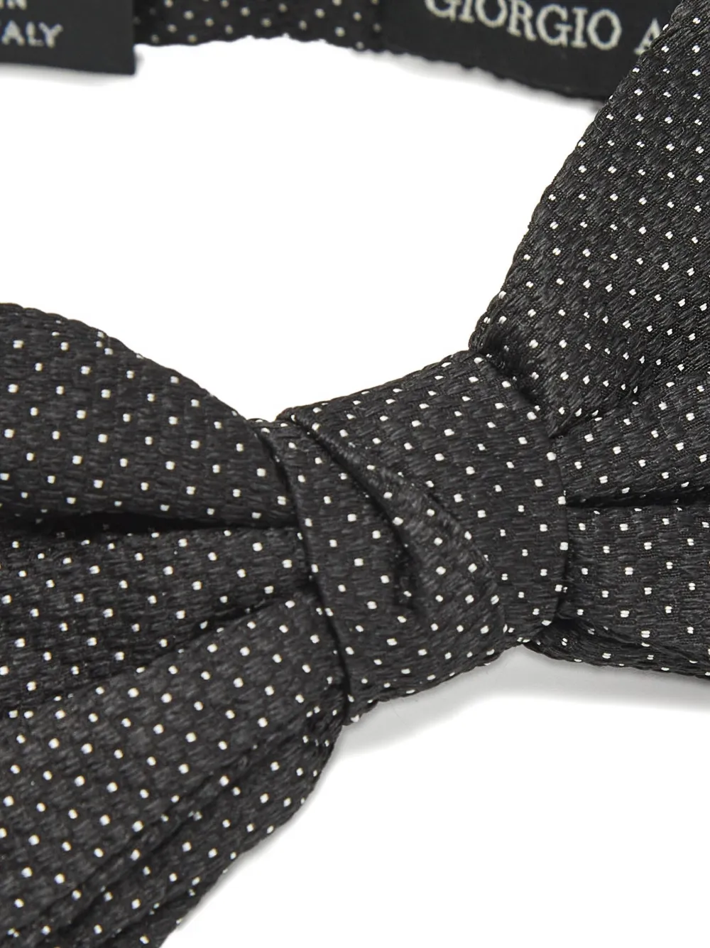 Pre-owned Giorgio Armani Dotted Silk Bow Tie In Black