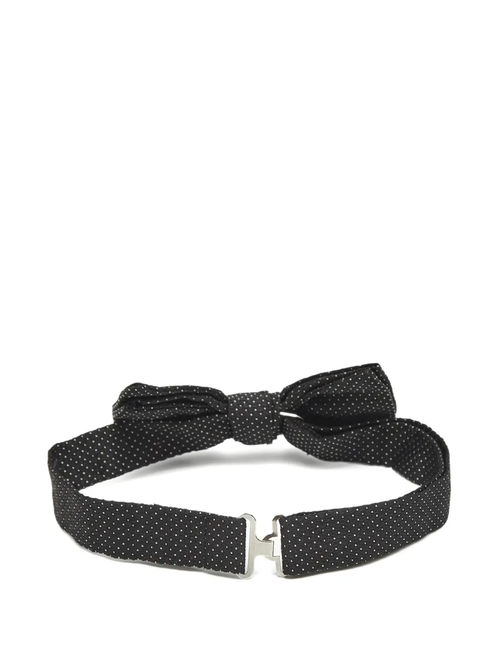 Pre-owned Giorgio Armani Dotted Silk Bow Tie In Black