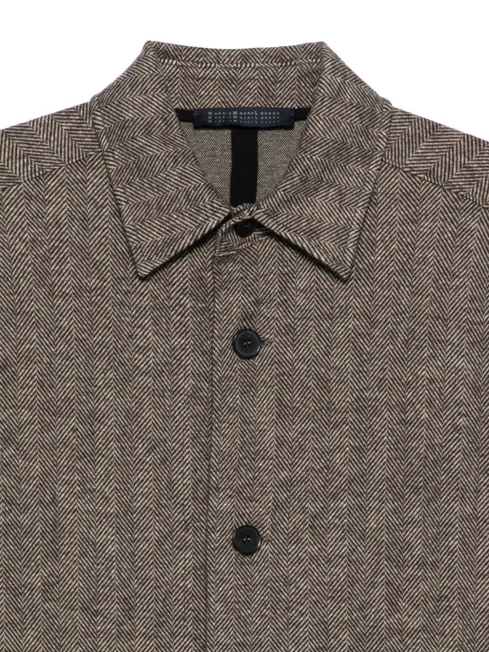 Harris Wharf London Overhemd met visgraatpatroon en knopen Bruin