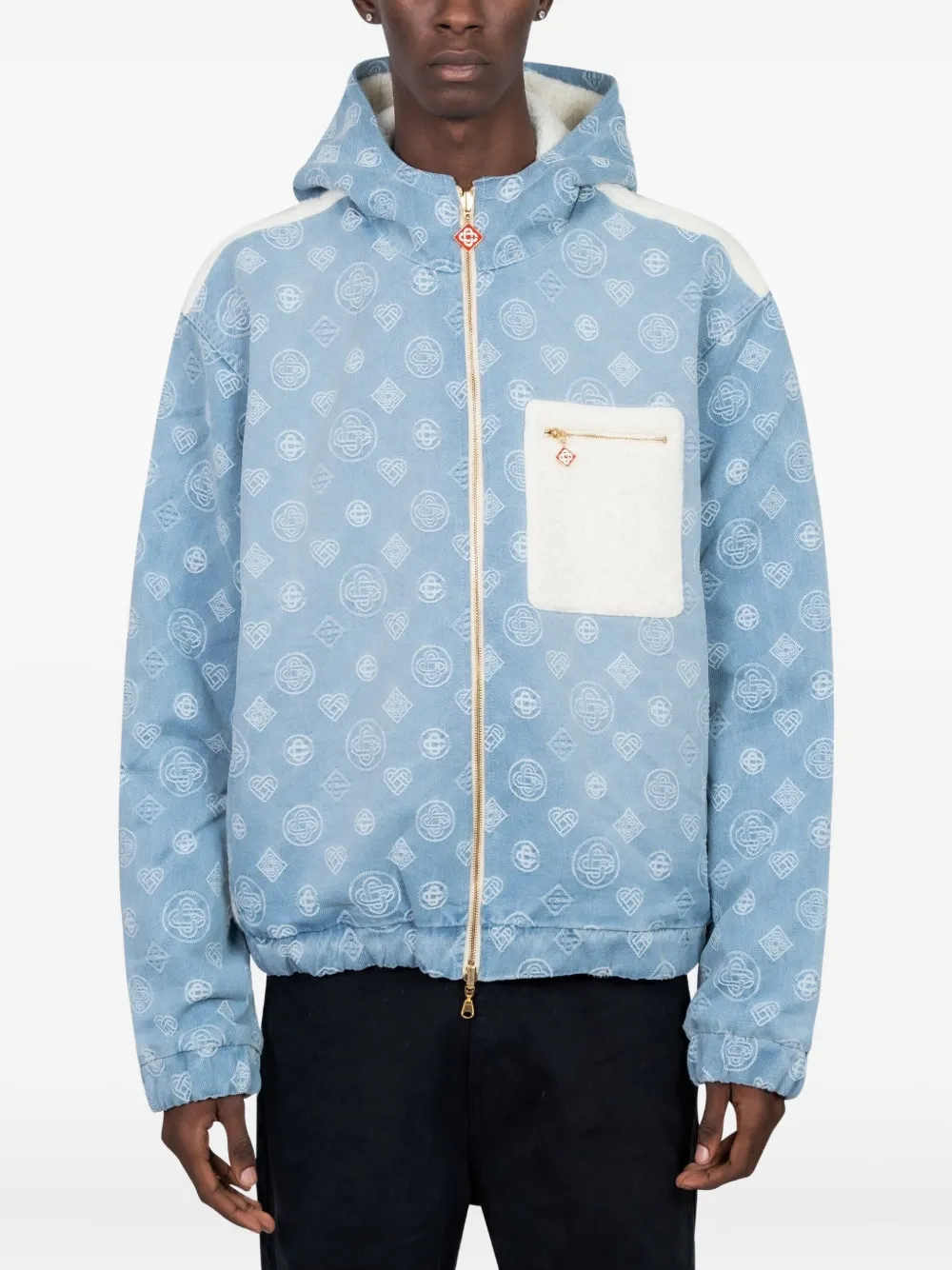 Casablanca reversible hooded denim jacket - ブルー Casablanca reversible hooded denim jacket - ブルー