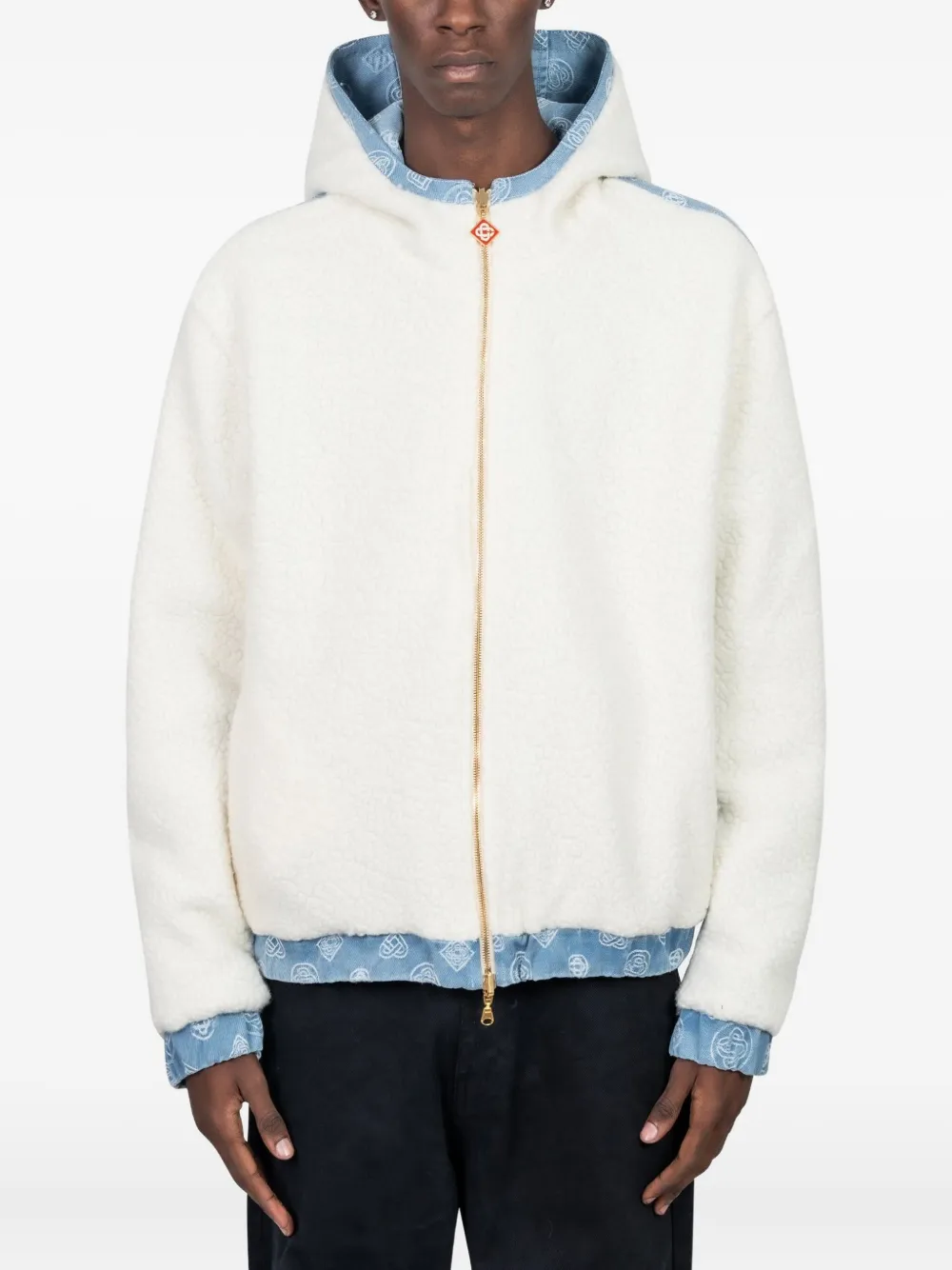 Casablanca Reversible Hooded Denim Jacket In Animal Print