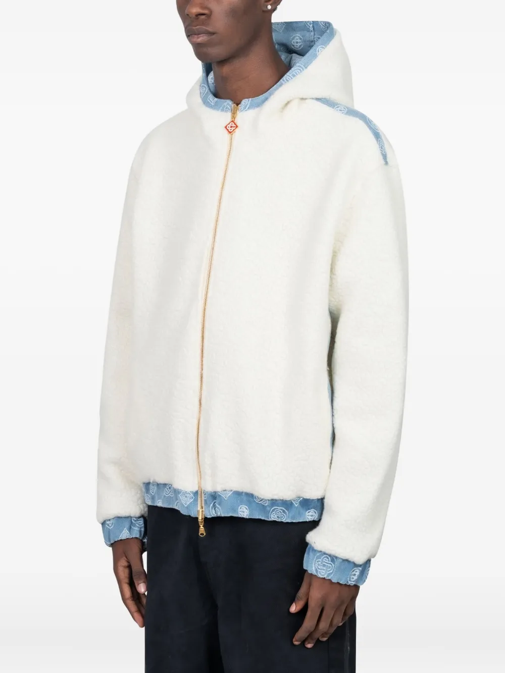 Casablanca Reversible Hooded Denim Jacket In Animal Print