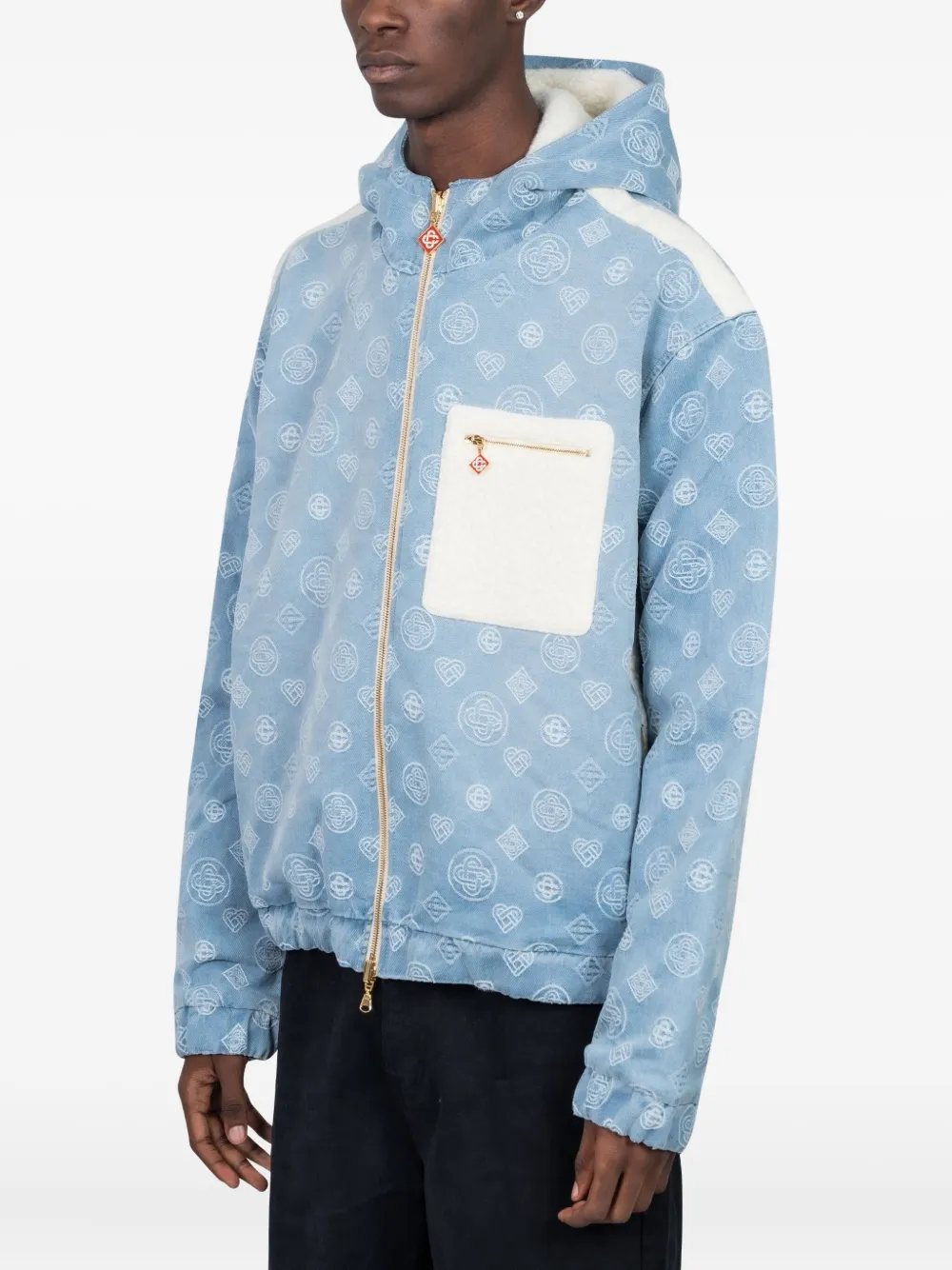 Casablanca Reversible Hooded Denim Jacket In Animal Print