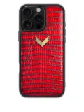 VELANTE lizard-texture iPhone 16 Pro Max case - Red