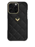 VELANTE quilted leather iPhone 16 case - Black