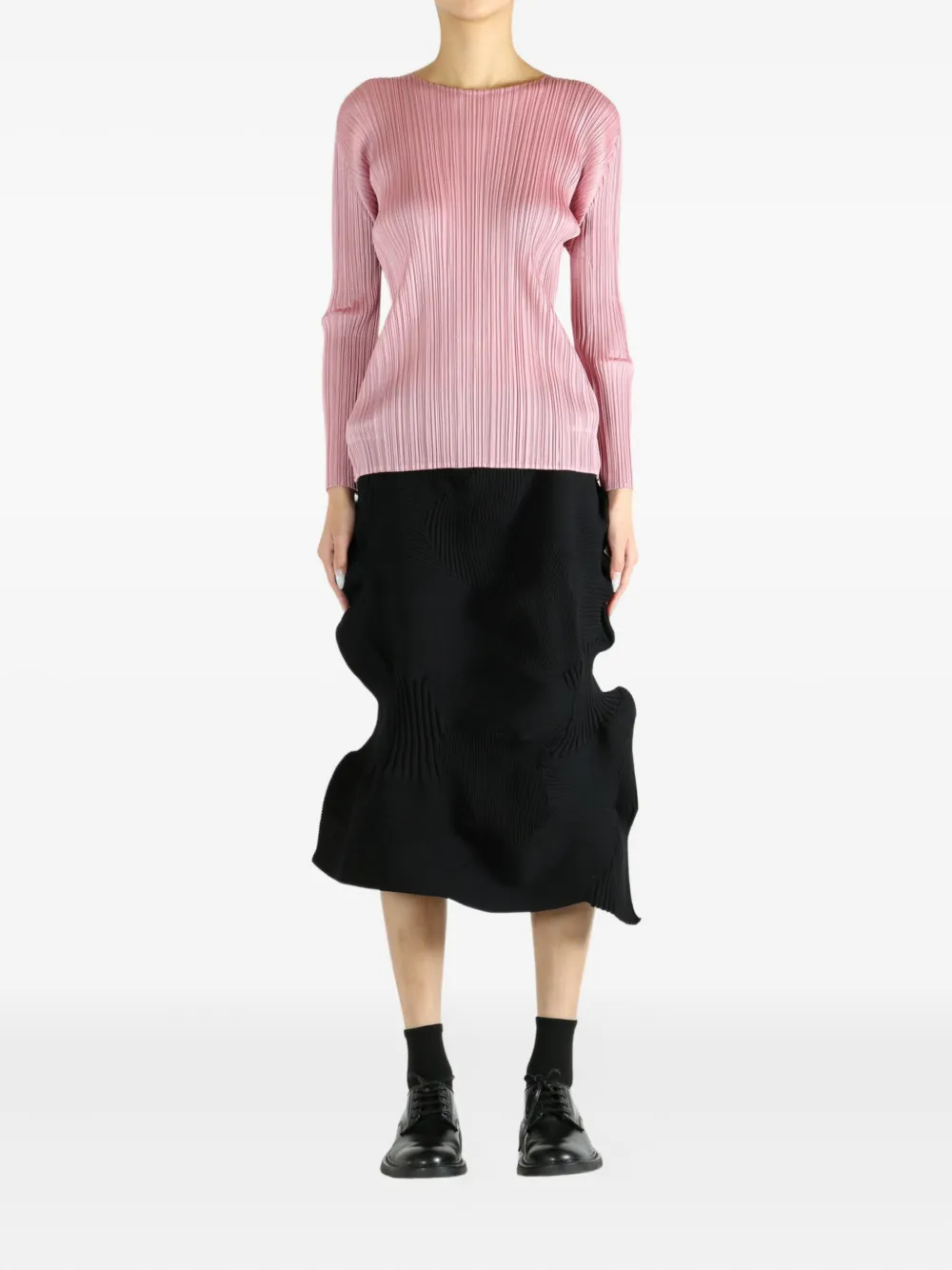Pleats Please Issey Miyake Pleated long-sleeve top - Roze