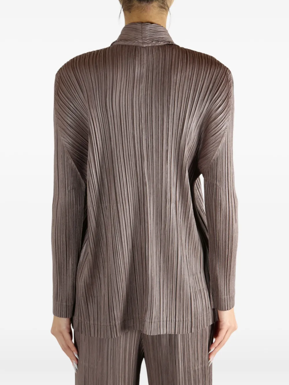 Pleats Please Issey Miyake Buttoned Pleated Jacket | Brown