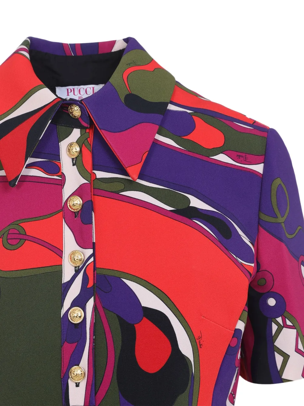 Pucci Fitted Waist Mini Dress With Button Accents In Multi