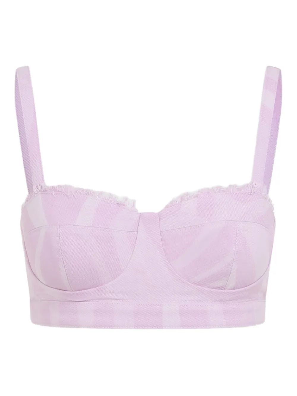 Pucci Brasier Cropped Tops With Lace-inserts In Purple