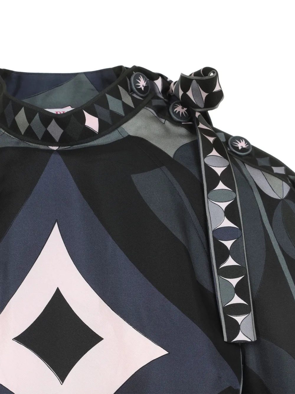Pucci Geometric Pattern Long Sleeve High Neck Dress In Black
