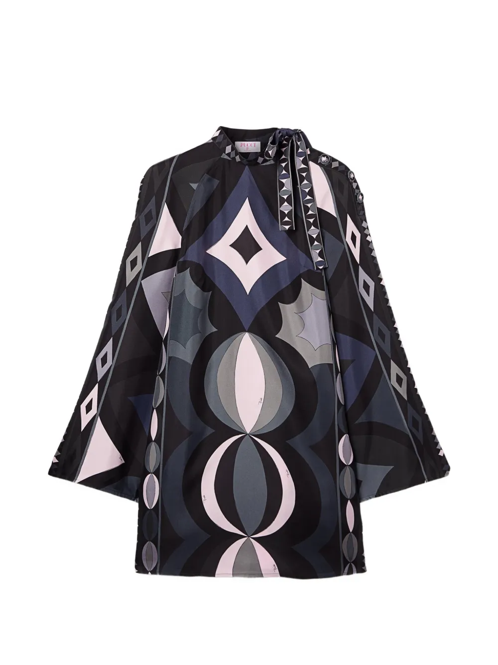 PUCCI Jurk met geometrische print en hoge hals Zwart