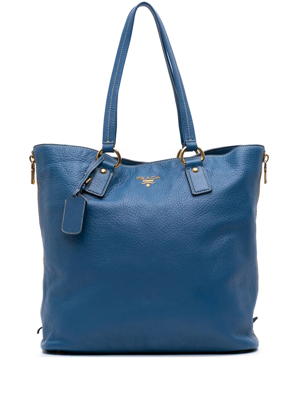Prada Pre-Owned 2000-2025 Vitello Daino Side Zip Shopper tote bag | Blue | Image 1