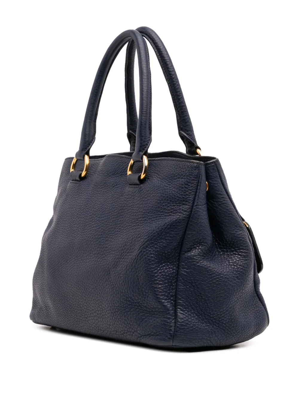 Pre-owned Prada 2000-2025 Vitello Daino Open Convertible Tote Satchel In Blue