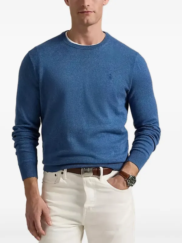 Polo Ralph Lauren Embroidered crew-neck Sweater Blue FARFETCH PH