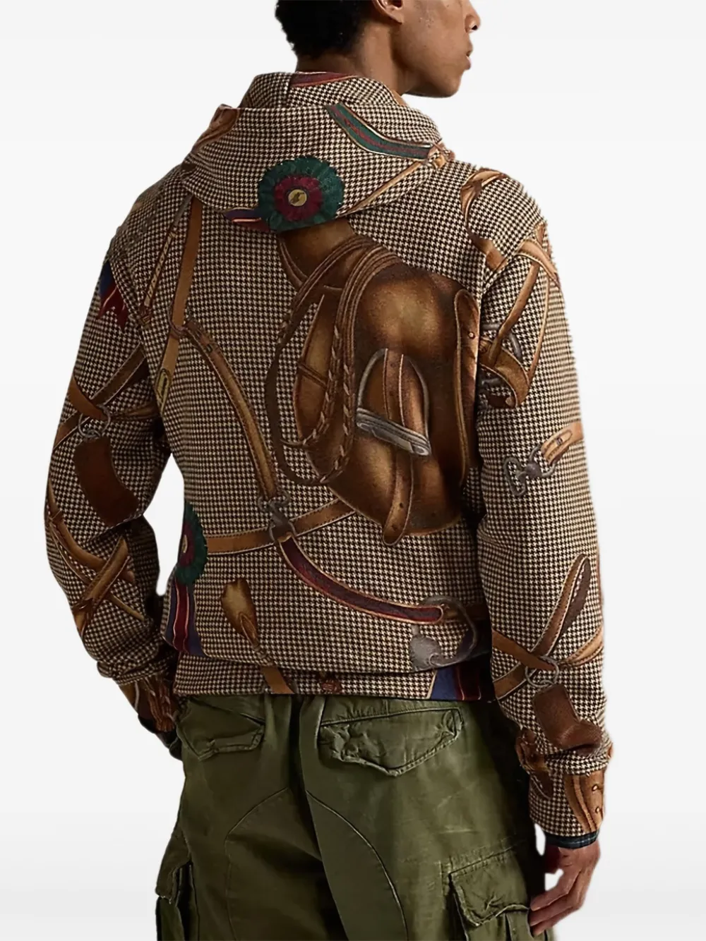 Polo Ralph Lauren Equestrian-print Fleece Hoodie In Brown