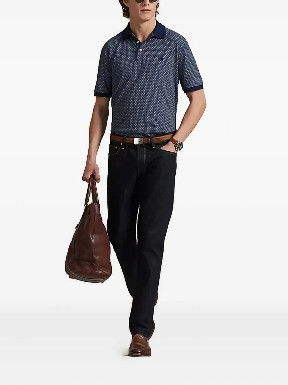 Polo Ralph Lauren geometric-pattern polo shirt - Blauw