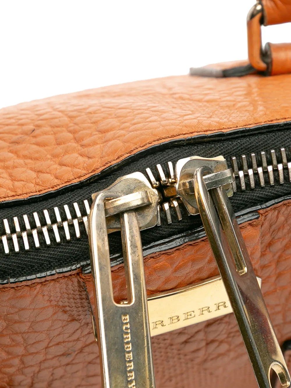 Pre-owned Burberry 2000-2017 Small Heritage Grain Check Embossed Orchard Bowling Bag Satchel In Orange