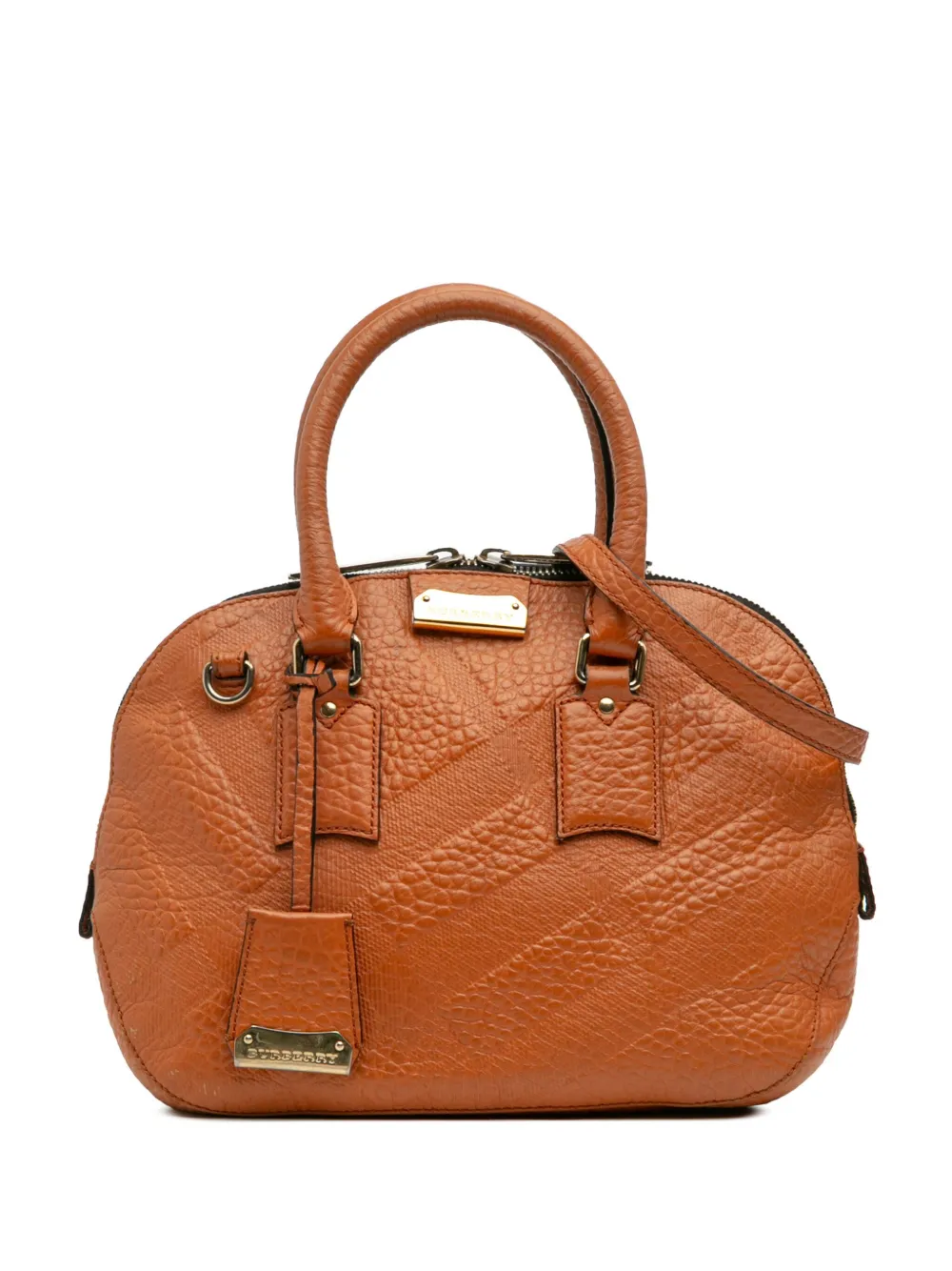 Burberry Pre-Owned 2000-2017 Small Heritage Grain Check Embossed Orchard Bowling Bag satchel | Orange | Image 1