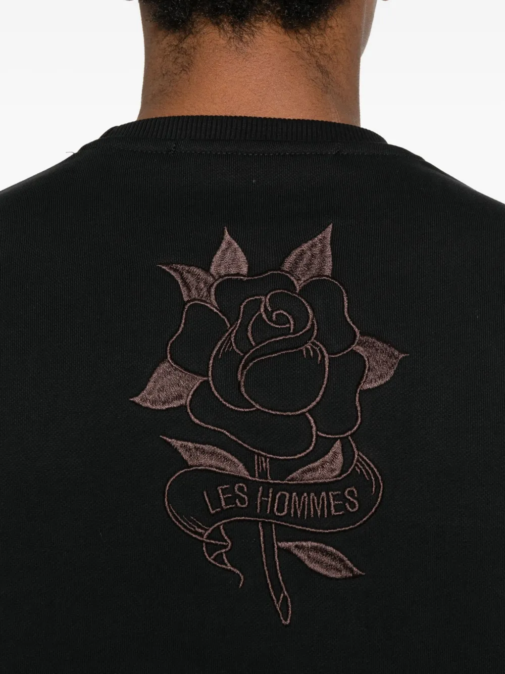 Les Hommes Urban Logo-detail Crew-neck Sweater In Black