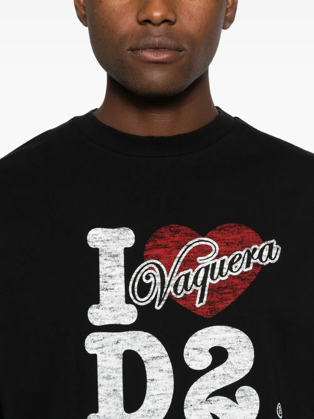 Dsquared2 Graphic Print Crew Neck Short Sleeve Top In Black