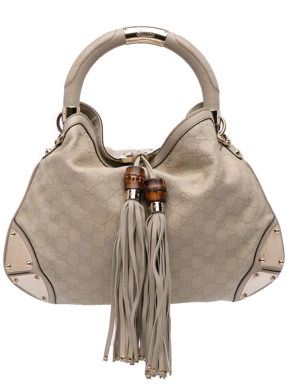 Gucci Pre-Owned 2016-2025 グッチシマ インディ ホーボーサッチェルバッグ - ホワイト Gucci Pre-Owned 2016-2025 グッチシマ インディ ホーボーサッチェルバッグ - ホワイト