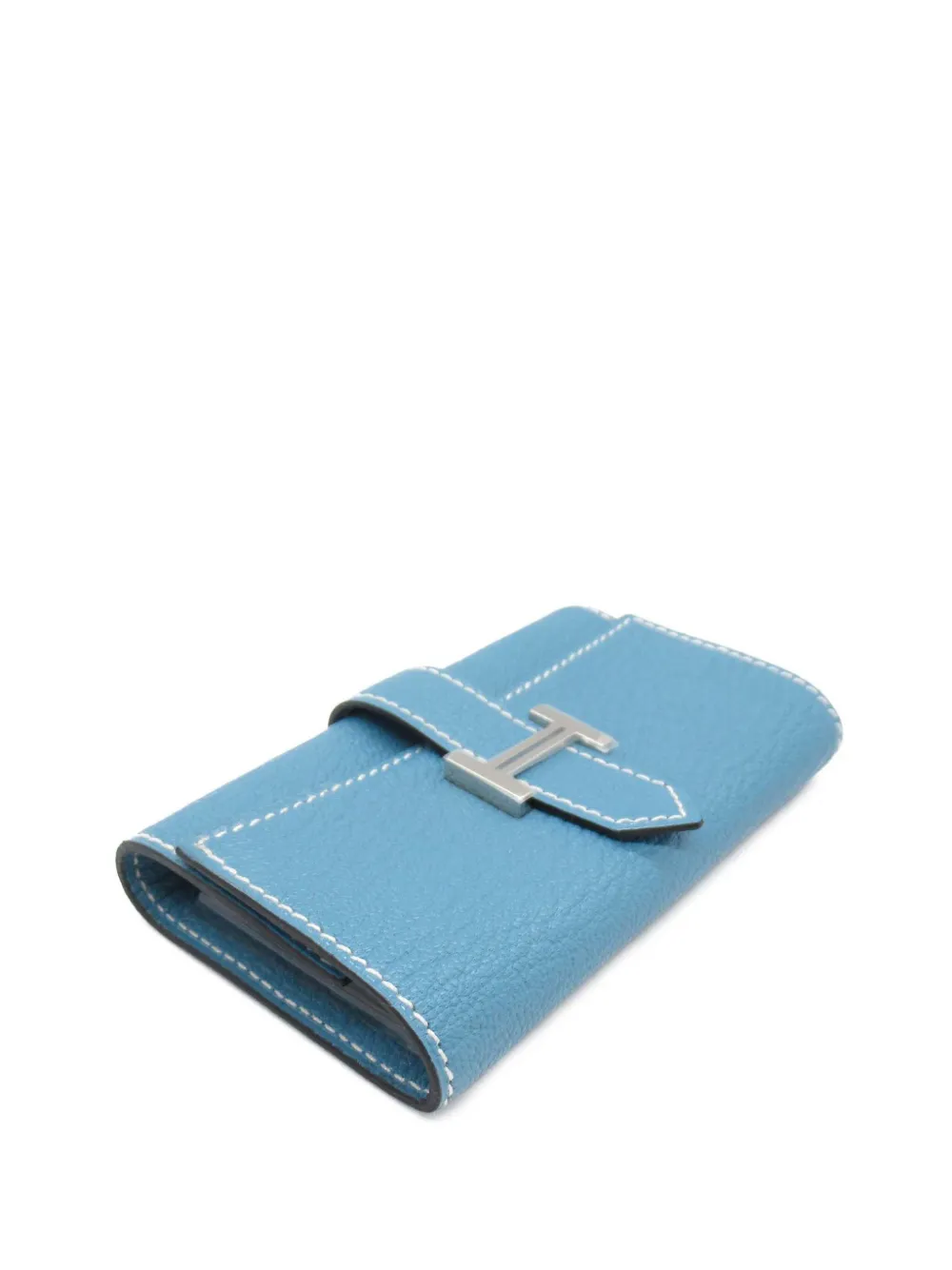 Pre-owned Hermes 2024 Chevre Mysore Bearn Ring Case Key Holder In Blue