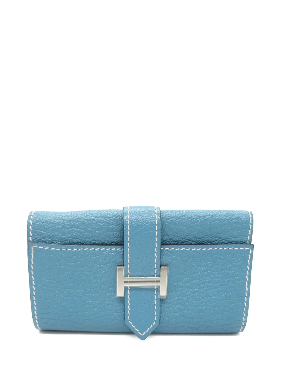 Pre-owned Hermes 2024 Chevre Mysore Bearn Ring Case Key Holder In Blue