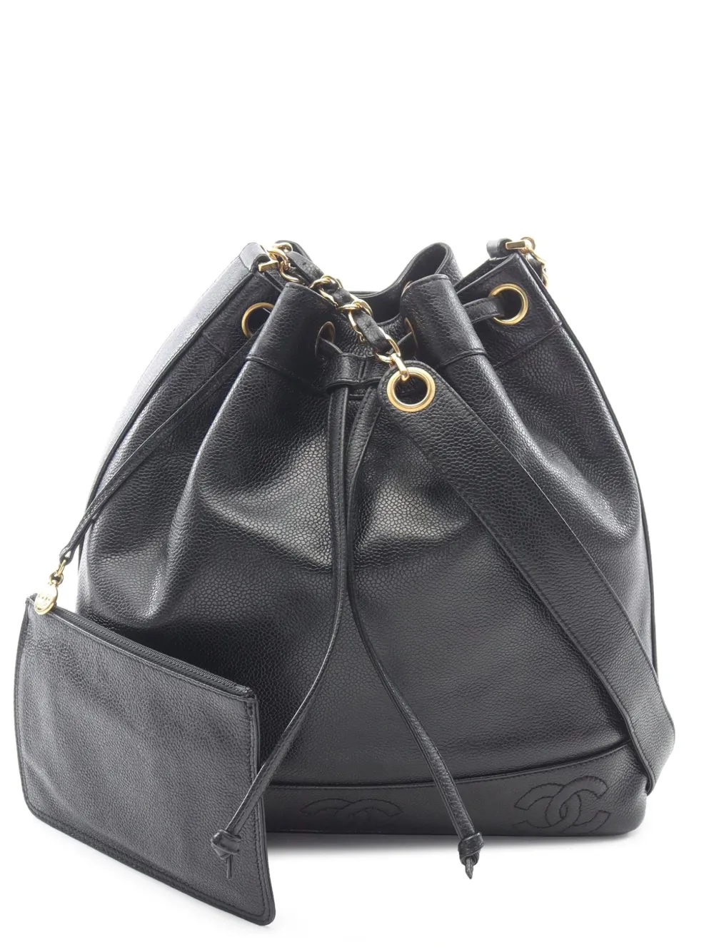 CHANEL Pre-Owned 1994-1996 キャビア トリプル CC ドローストリング バケットバッグ - ブラック CHANEL Pre-Owned 1994-1996 キャビア トリプル CC ドローストリング バケットバッグ - ブラック