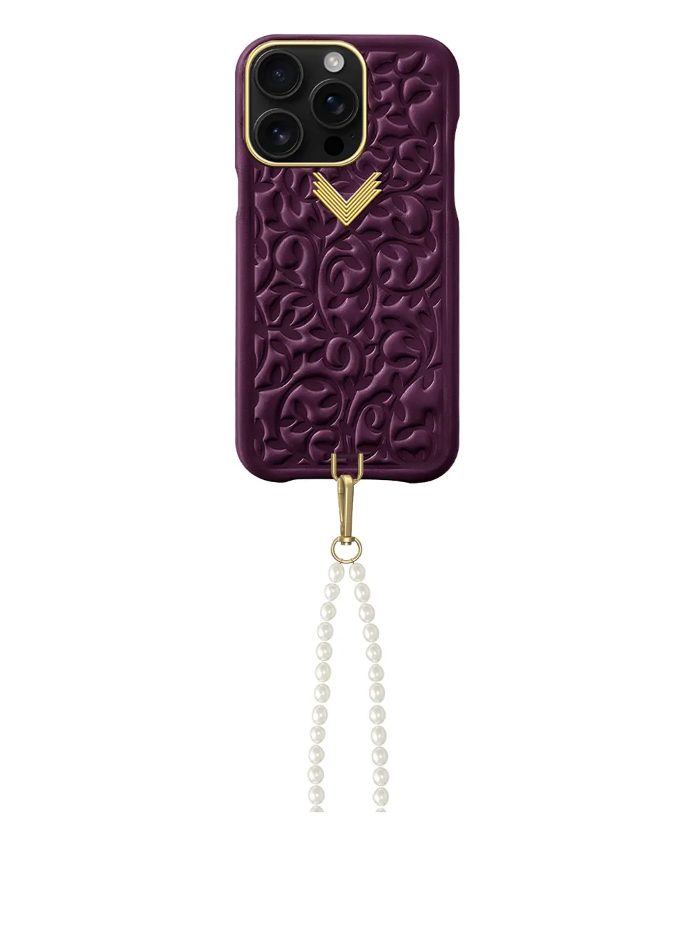 VELANTE flower-embossed iPhone 16 Pro case - パープル VELANTE flower-embossed iPhone 16 Pro case - パープル