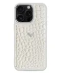 VELANTE crocodile-texture iPhone 16 Pro case - White