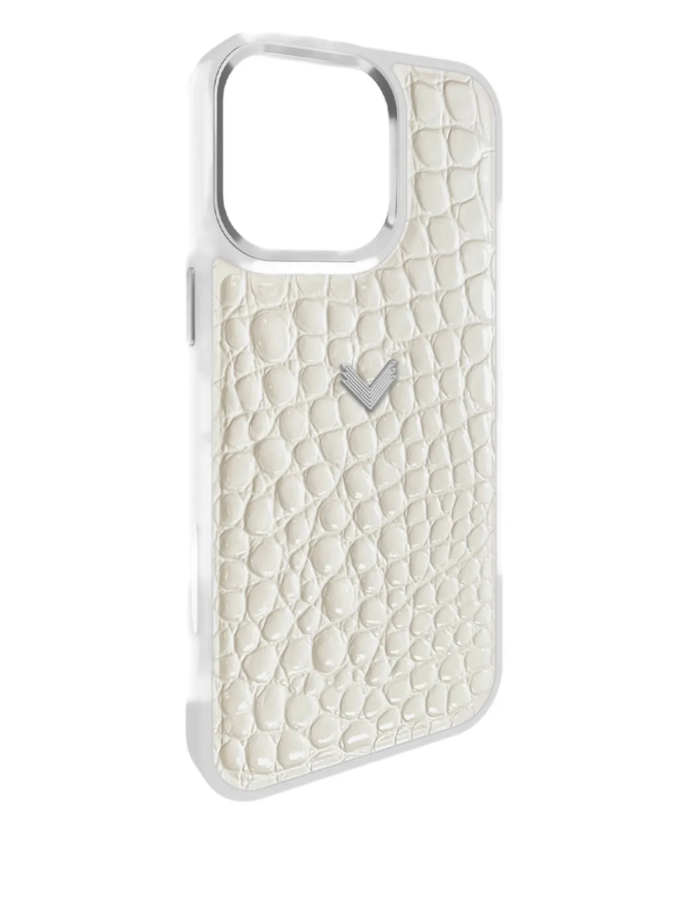 Velante Crocodile-texture Iphone 16 Pro Case In White