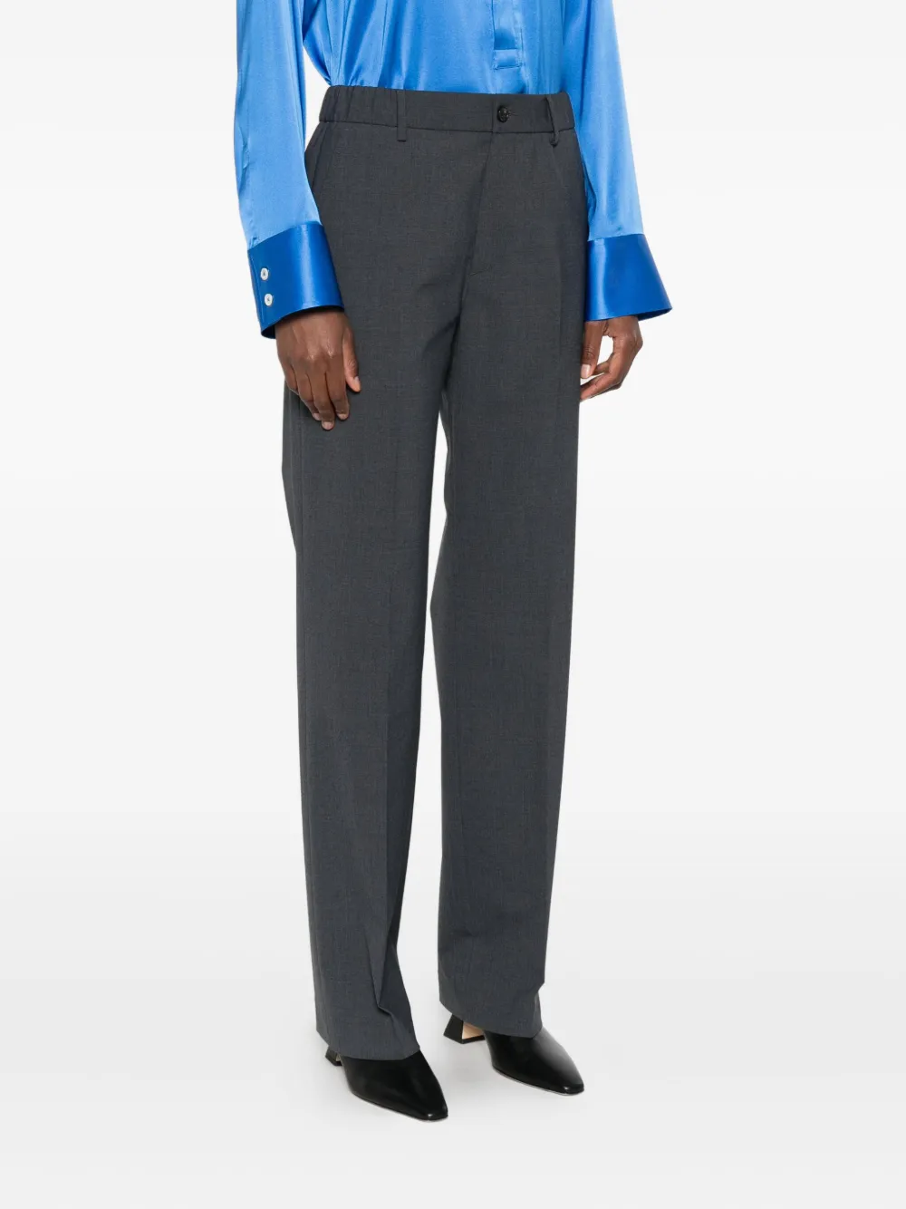 Covert Pressed-crease Trousers In Gray