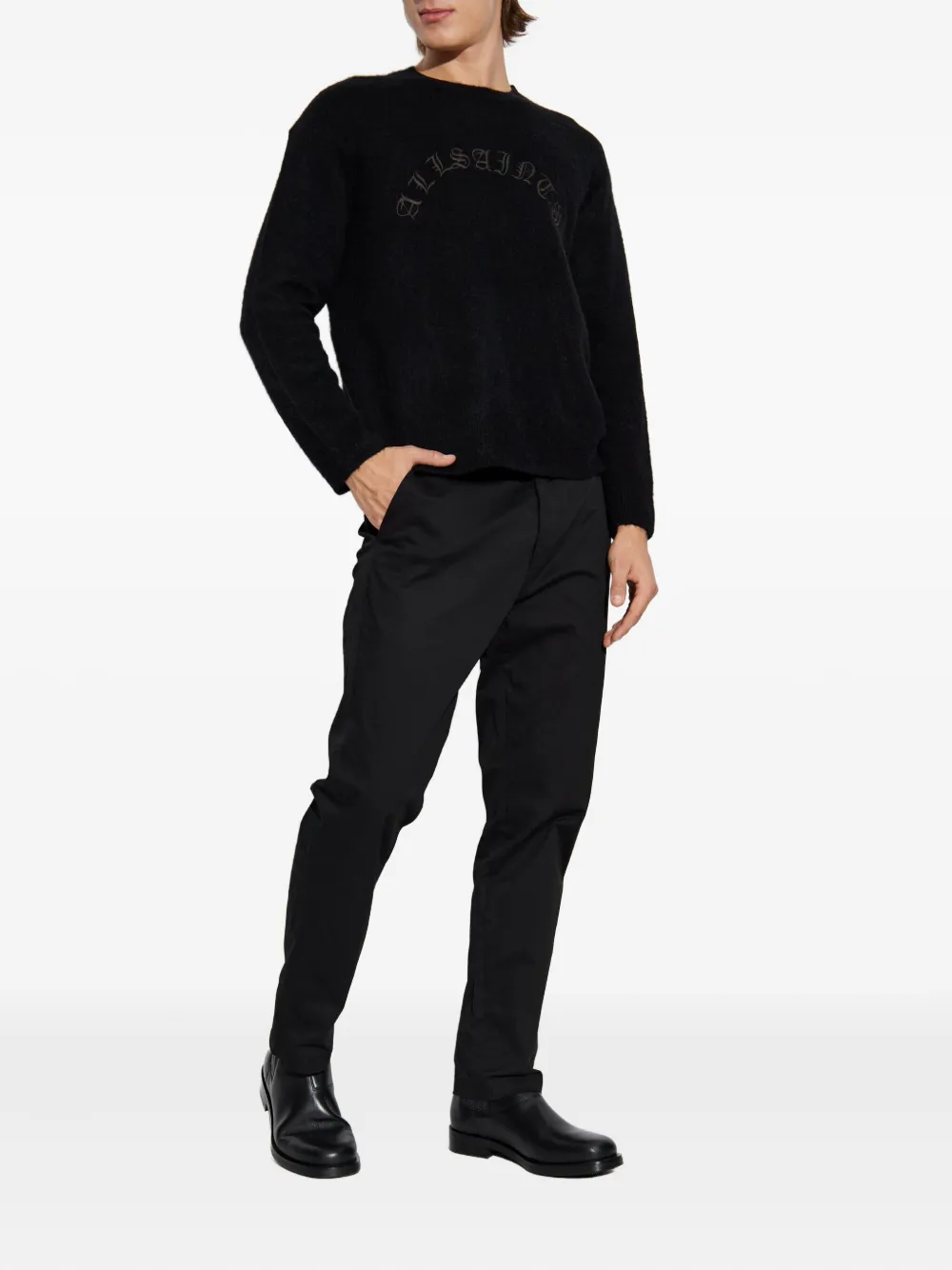 AllSaints Curv trui met borduurwerk - Zwart
