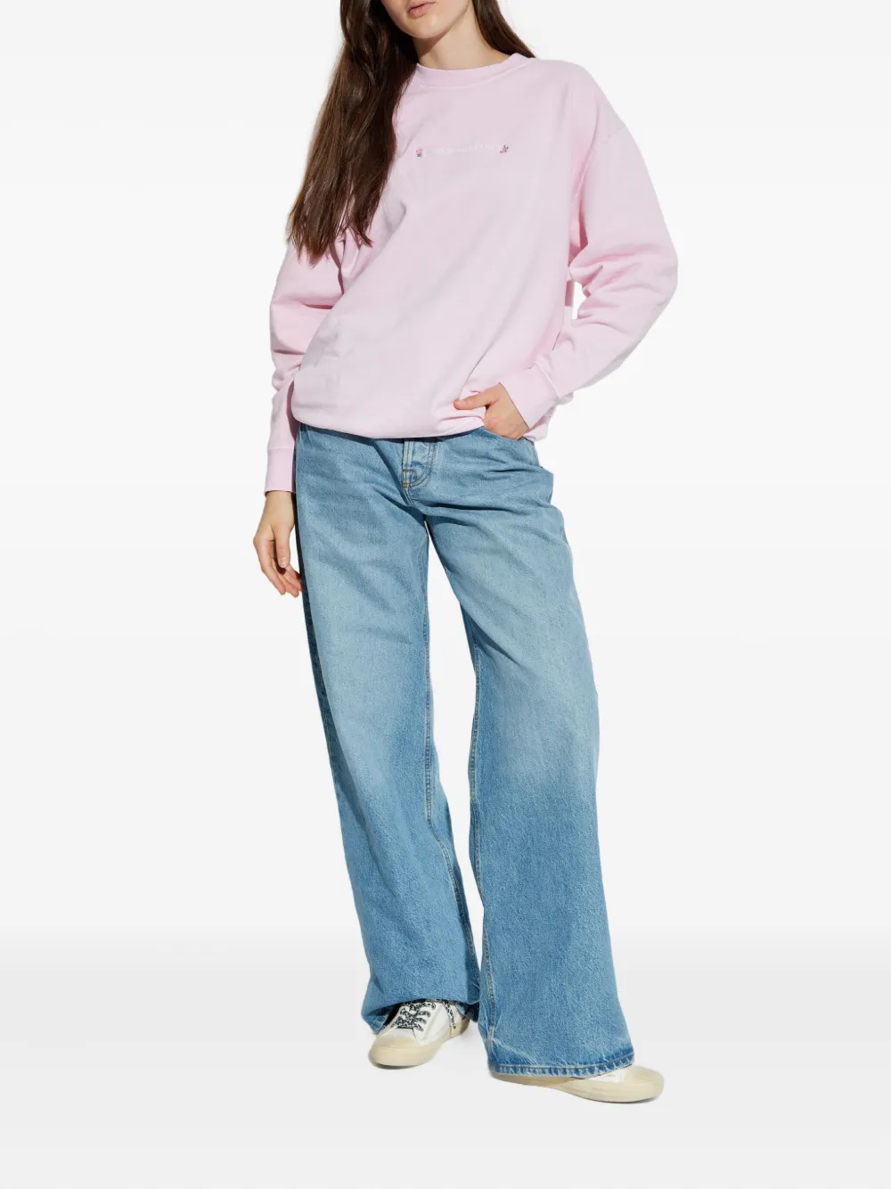 Loveshackfancy Palo Embroidered Sweatshirt In Pink