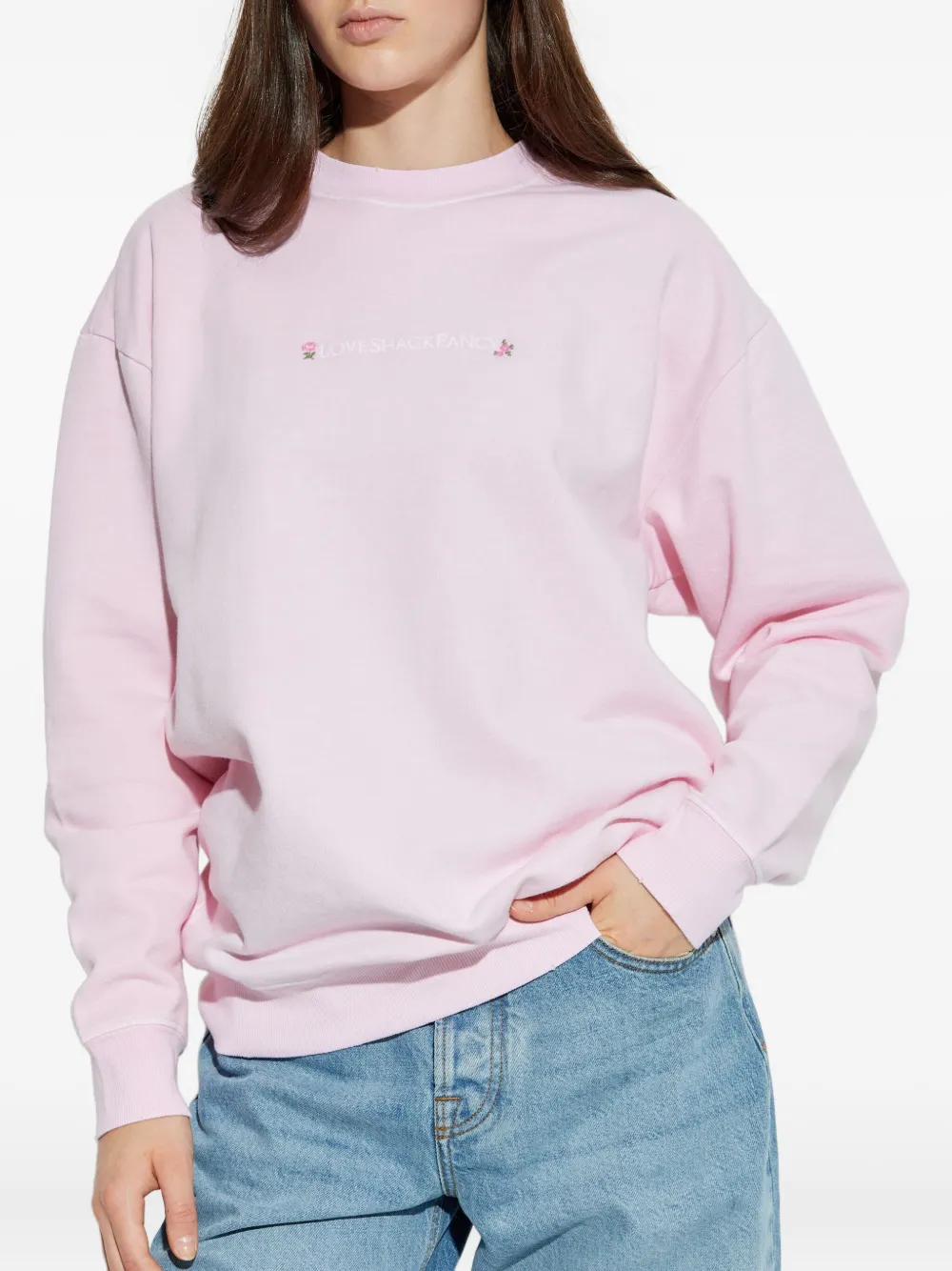 Loveshackfancy Palo Embroidered Sweatshirt In Pink