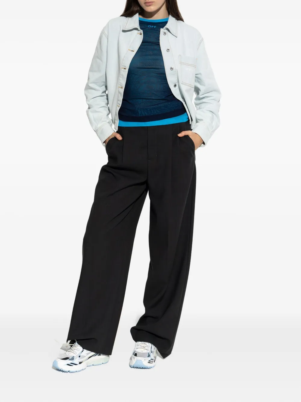 Off-White Denim blouse met zak - Blauw