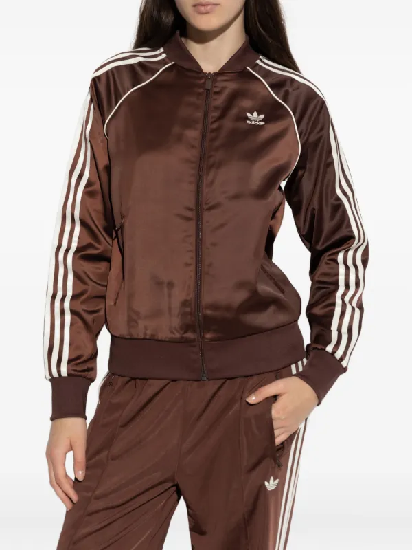 Adidas SST Adicolor Satin zip-up Jacket | Brown | FARFETCH