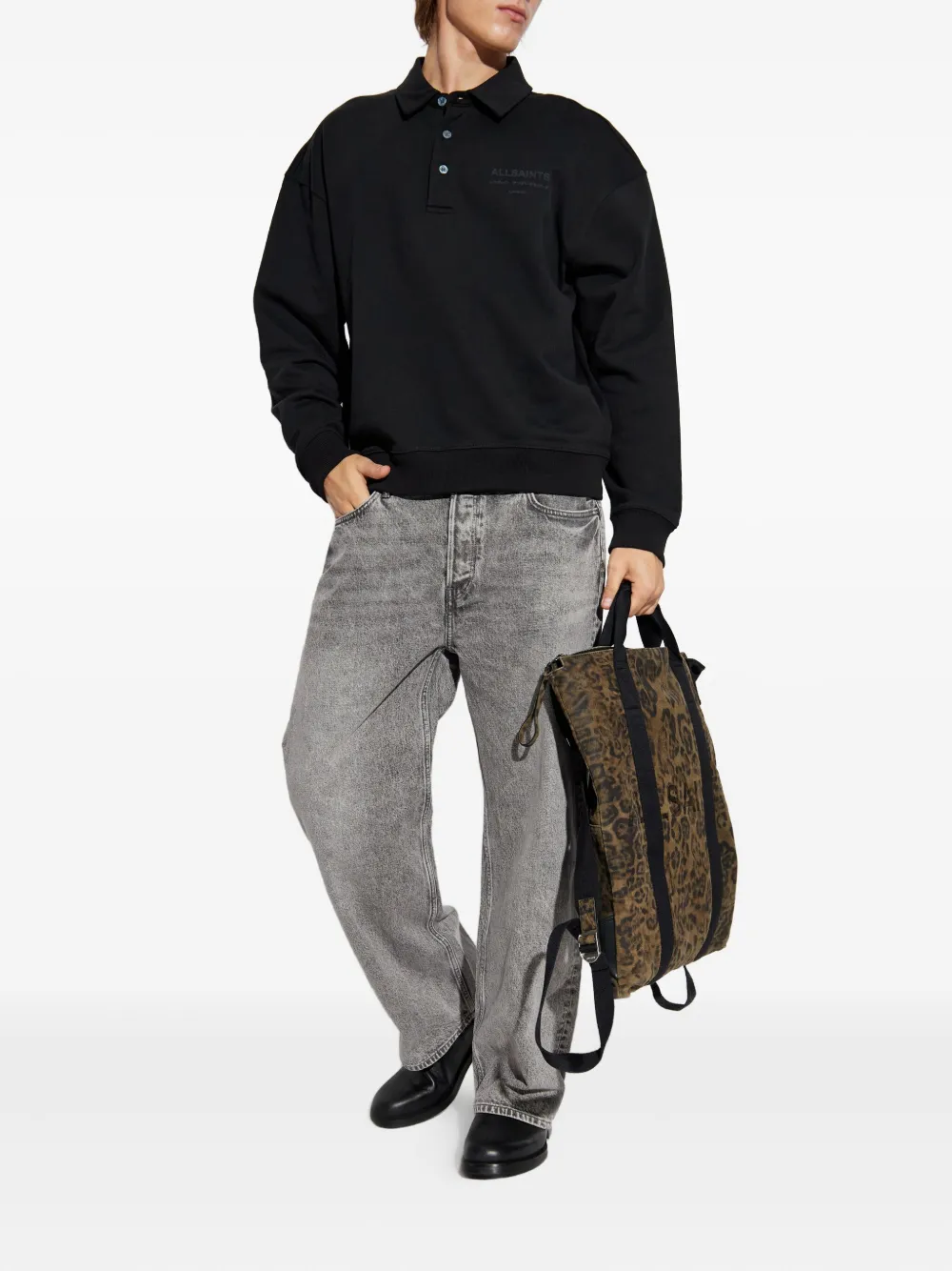 AllSaints XANDER collared polo shirt - Zwart