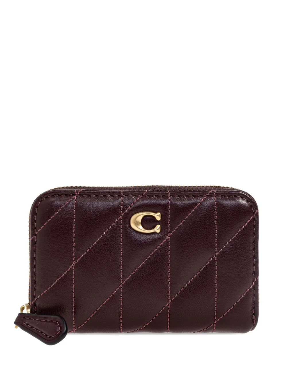 Coach Quilted Logo-plaque Wallet In Red