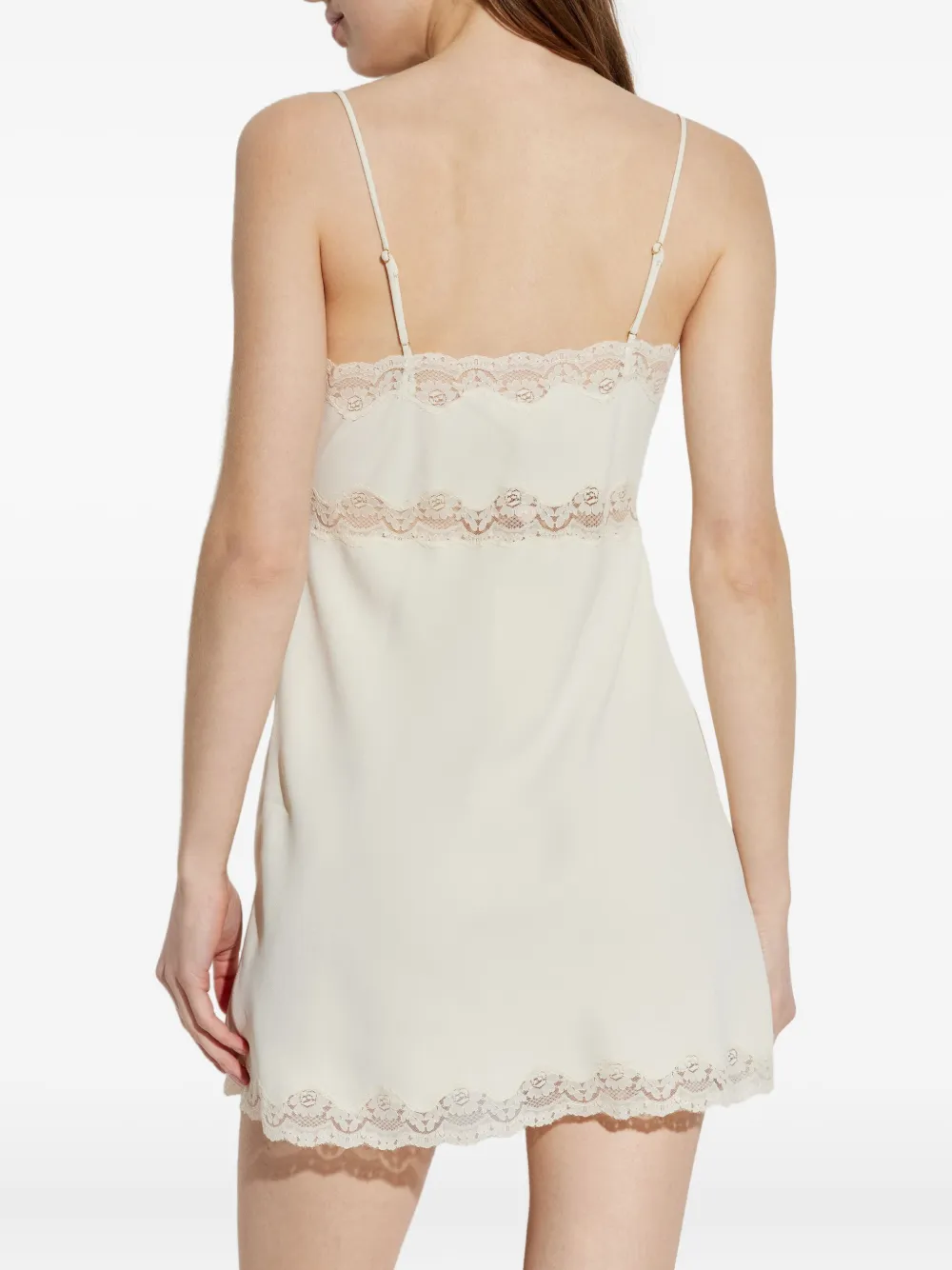 LoveShackFancy Cori mini-jurk met strik van kant Wit