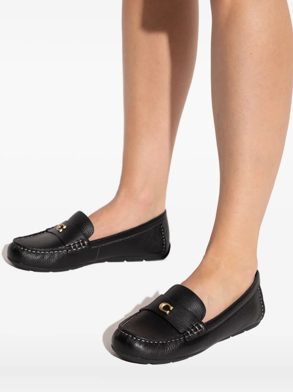 Coach Logo-detail Leather Loafers In Black